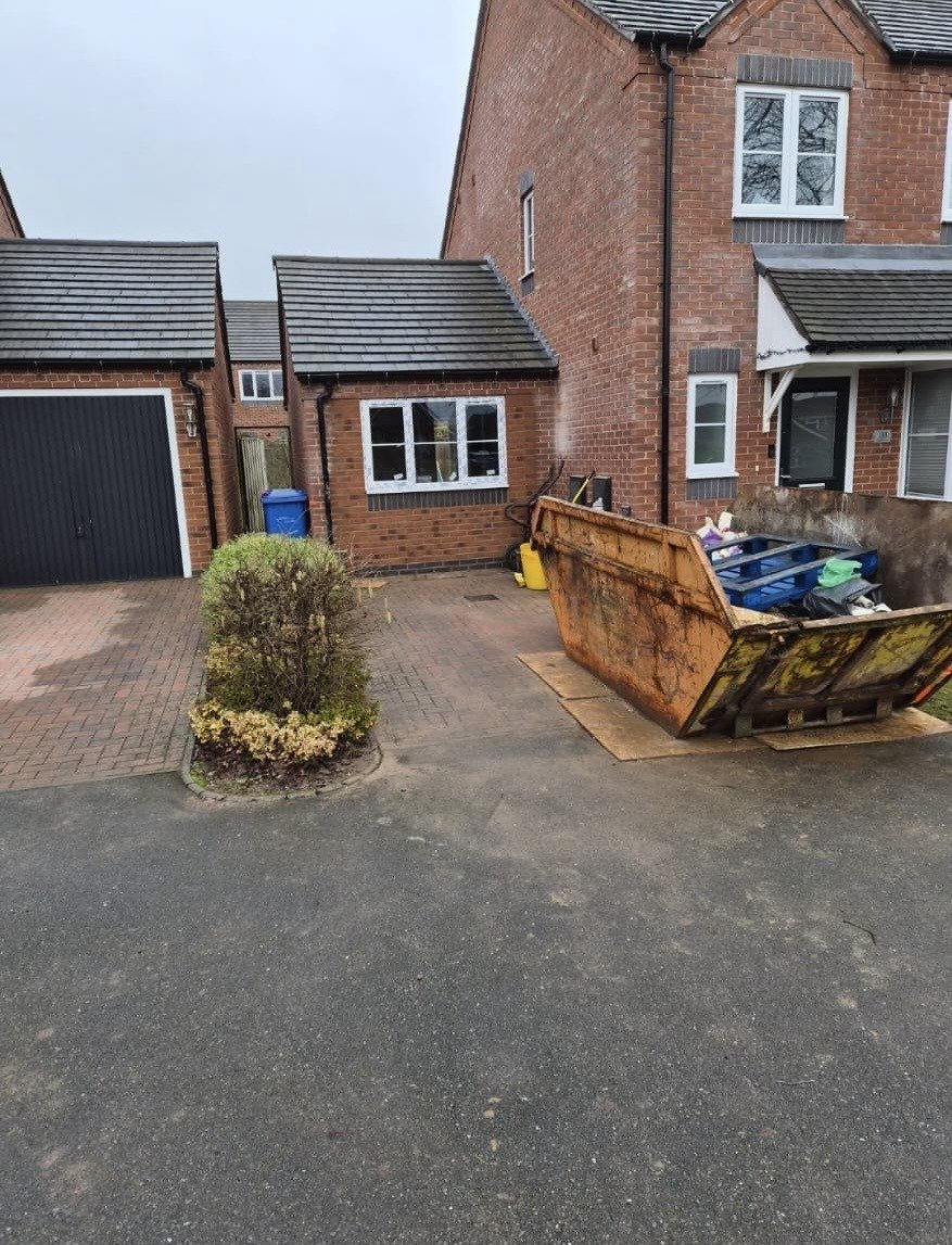 Garage conversion project starting on a driveway in Sutton Coldfield
